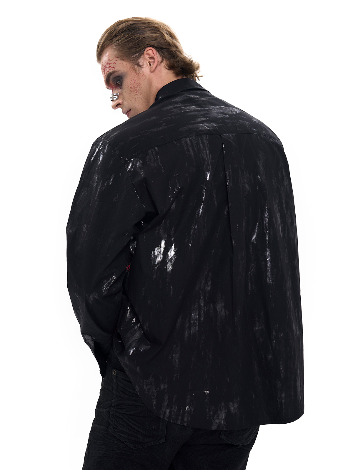 CRIMSON SPLATTER THORN CROSS SHIRT-START EXCEED END