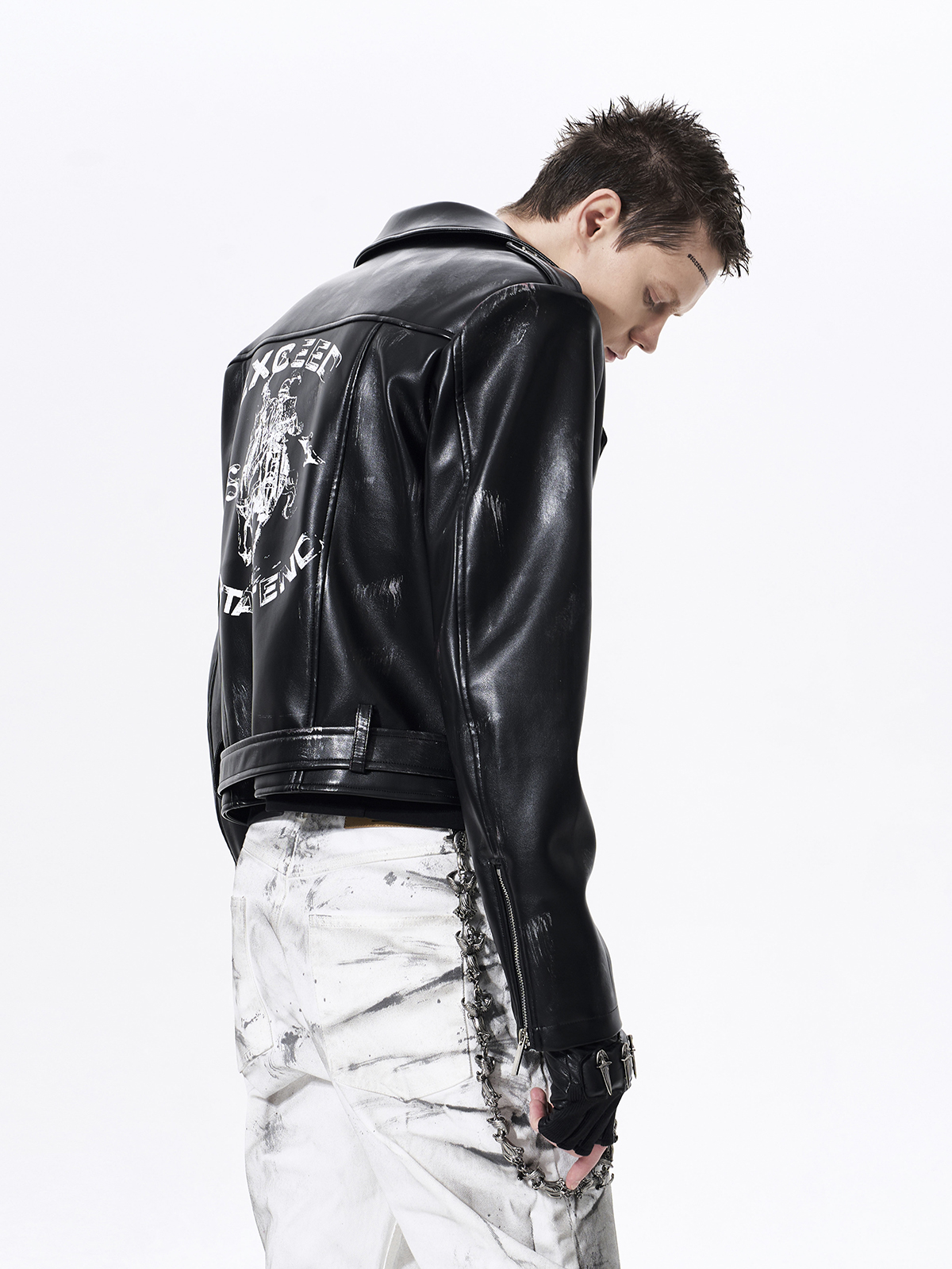 DISTRESSED WAR HORSE BIKER JACKET-BLACK