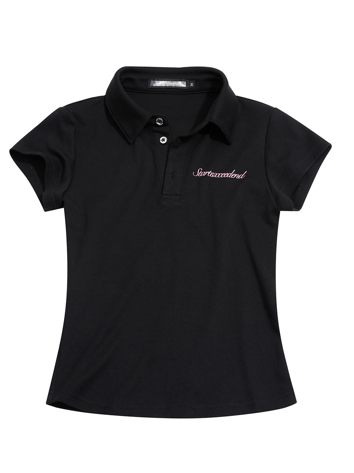 Black Rhinestone Angel Wing Polo Set | Y2K Darkwear Outfit
