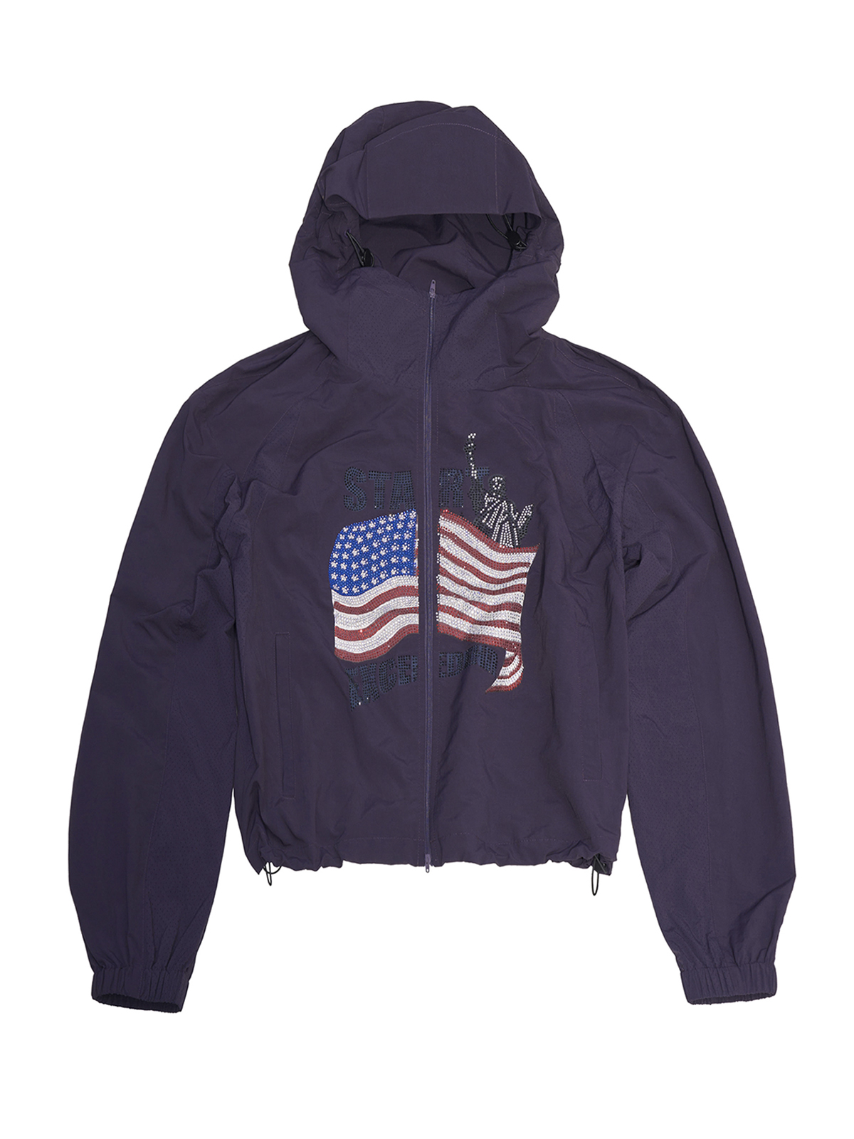 RHINESTONE AMERICANA LIGHTWEIGHT SUN HOODIE-PLUM PURPLE