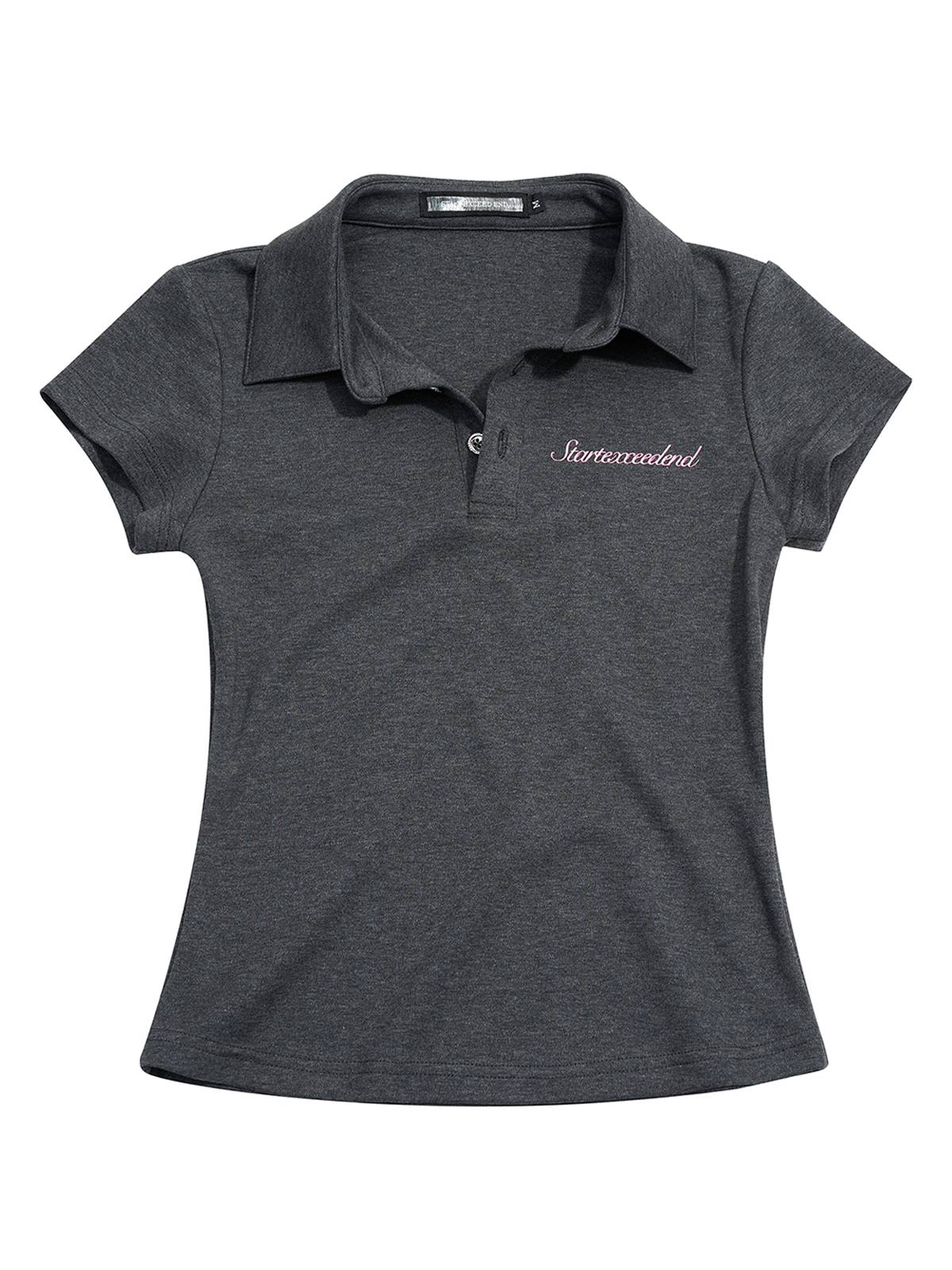 Charcoal Rhinestone Angel Wing Polo Set | Y2K Two-Piece Outfit