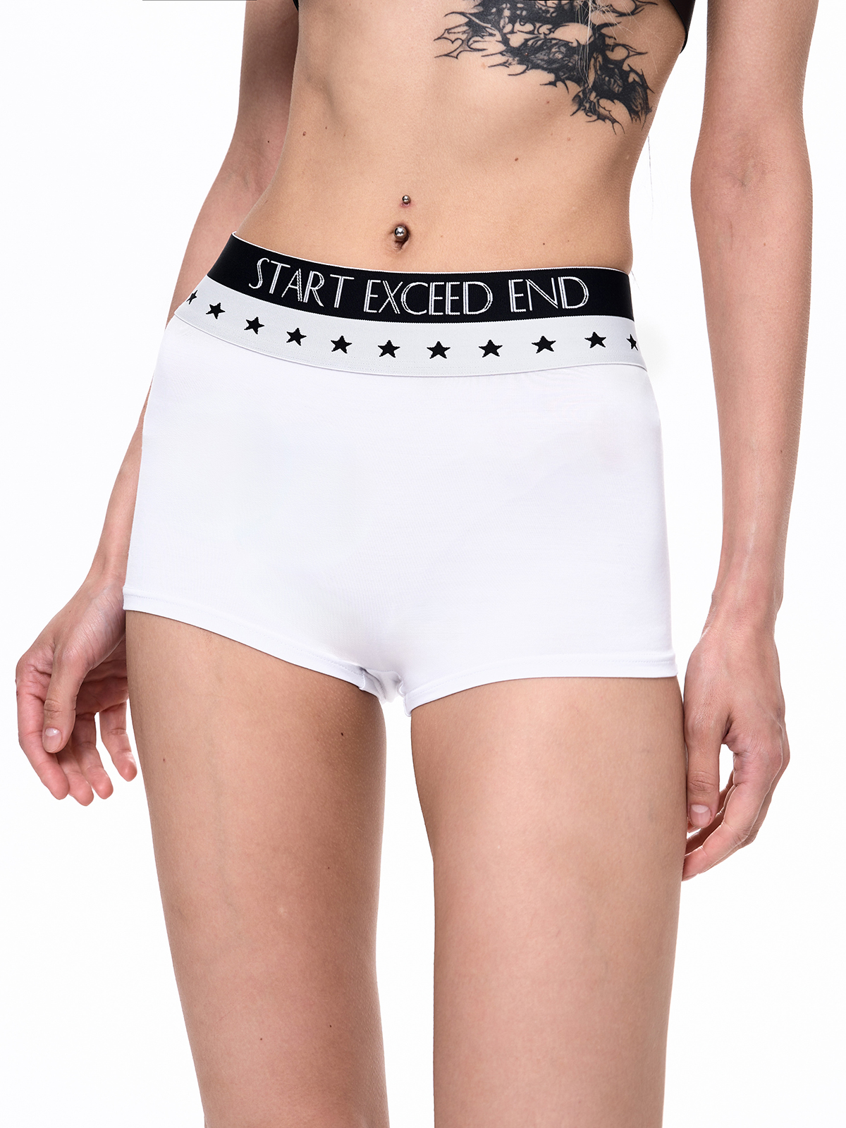 "WHO THE F*CK ARE YOU" SLOGAN BOYSHORT PANTIES-WHITE
