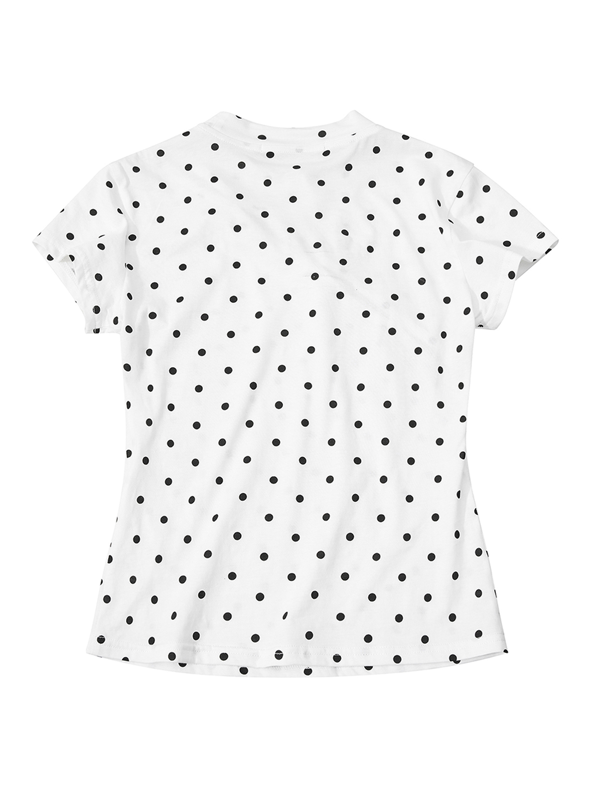 POLKA DOT CUT-OUT BOW TEE WITH RHINESTONES-WHITE