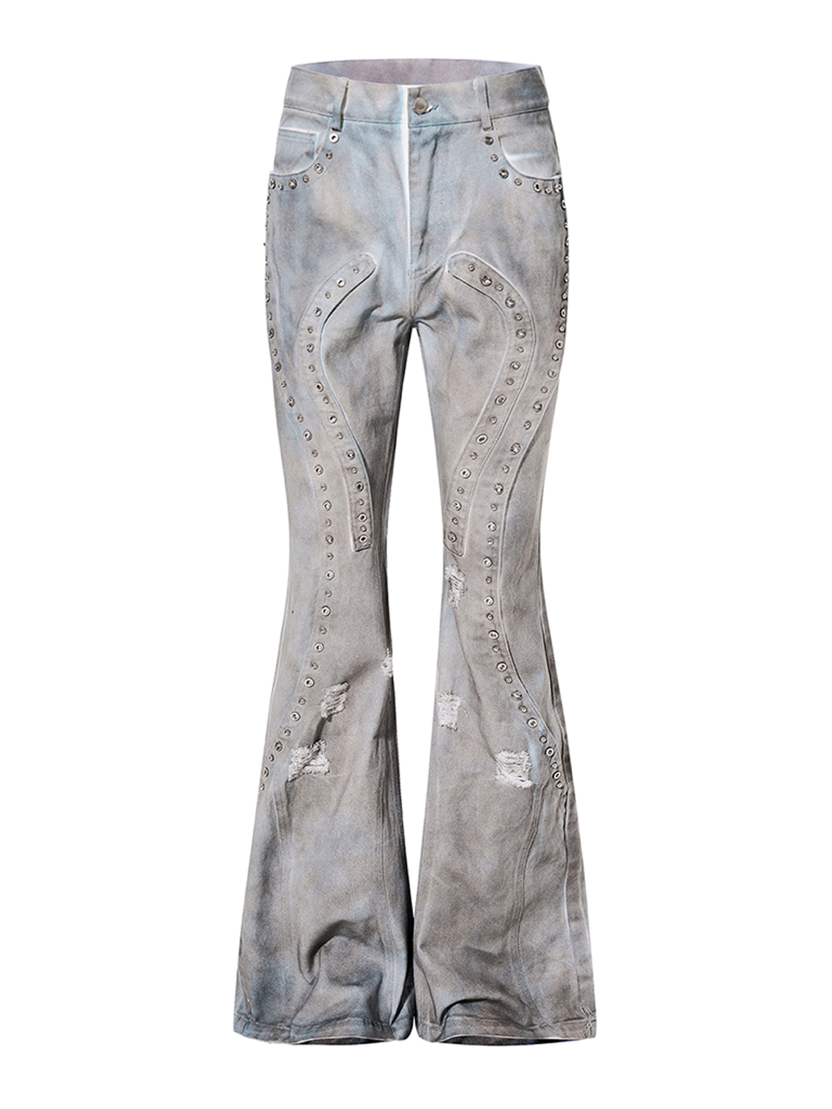 DECONSTRUCTED TIE-DYE WASHED STUDDED DENIM SET