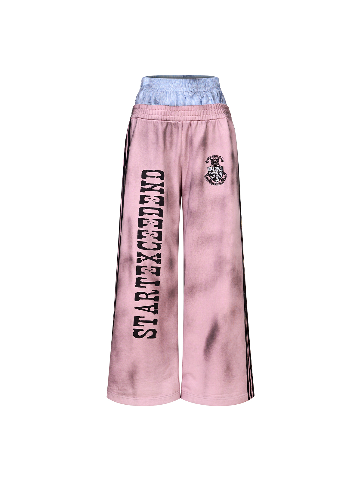 Pink Distressed 4-Stripe Tracksuit Set | Double Waistband