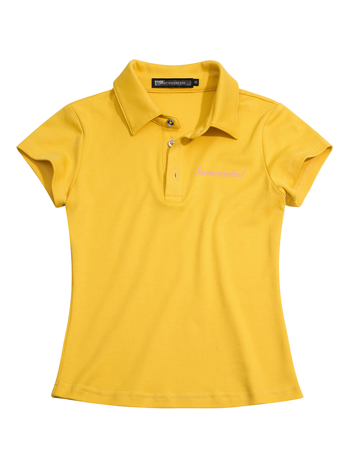 Yellow Rhinestone Angel Wing Polo Set | Y2K Two-Piece Outfit