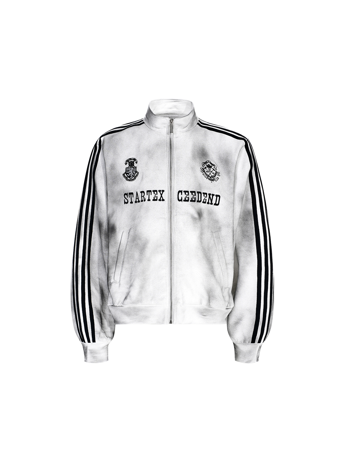 DIRTY WASH 4-STRIPE TRACK SUIT SET - WHITE