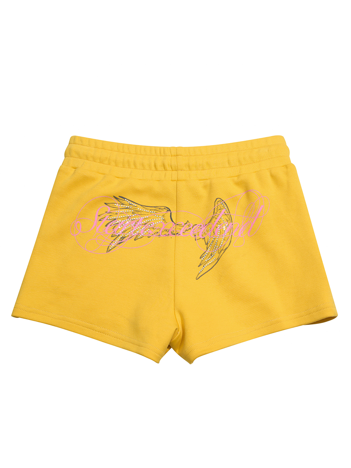 RHINESTONE ANGEL WING TWO-PIECE POLO SET-YELLOW
