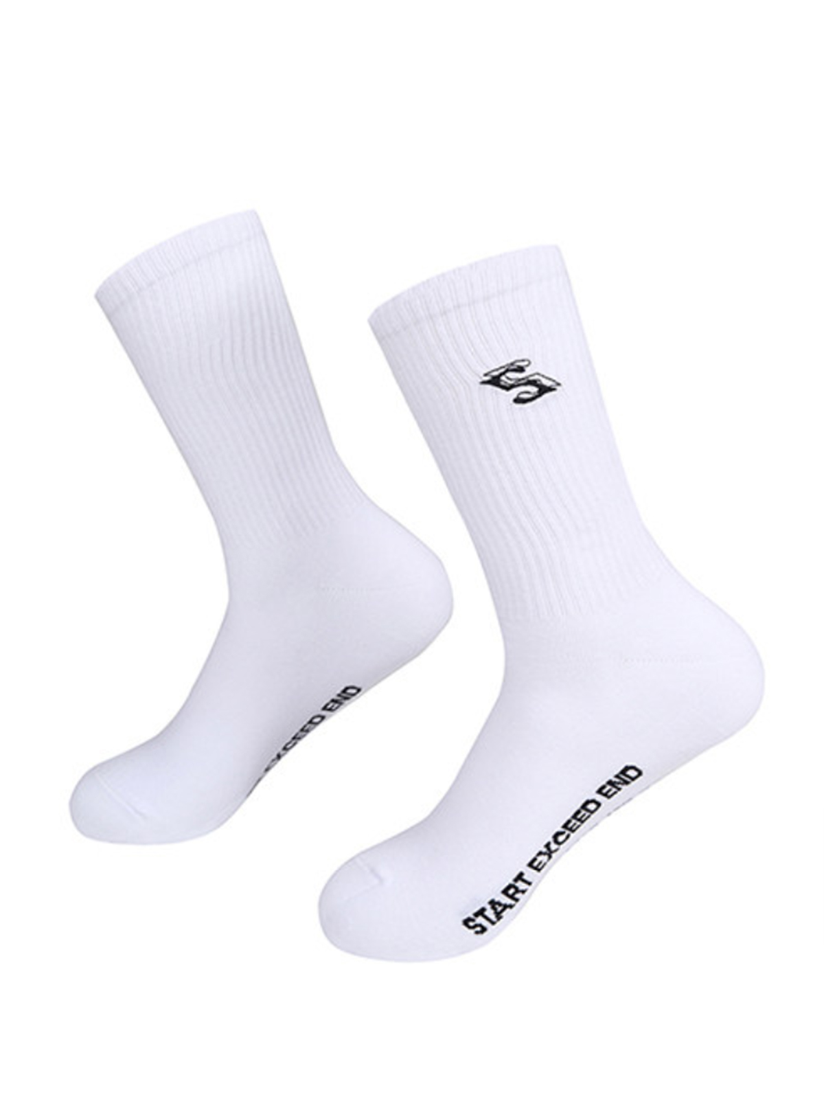 EMBROIDERED LOGO RIBBED CREW SOCKS