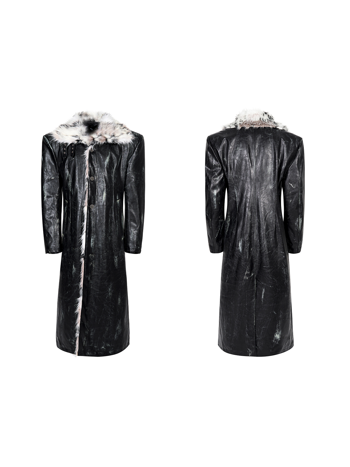 DISTRESSED BLACK FUR LINED BUCKLE TRENCH-START EXCEED END
