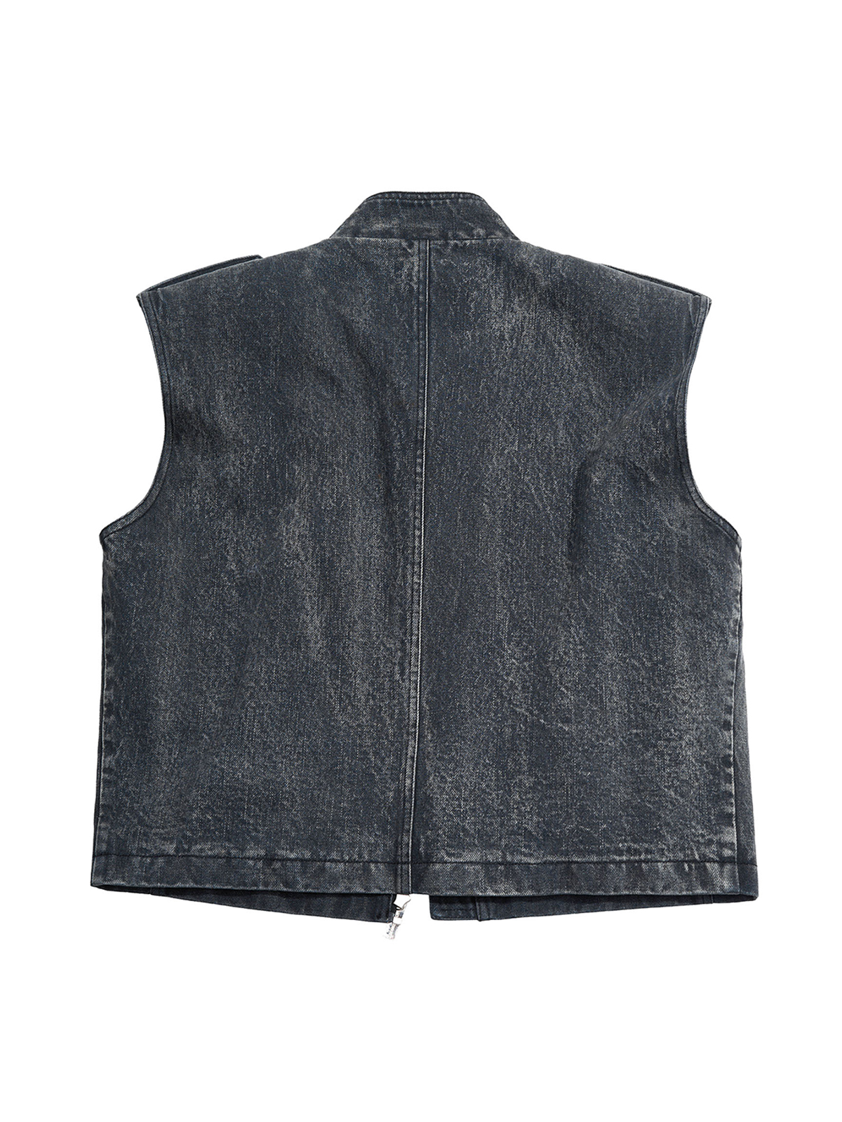DISTRESSED DENIM NAPOLEON MILITARY VEST