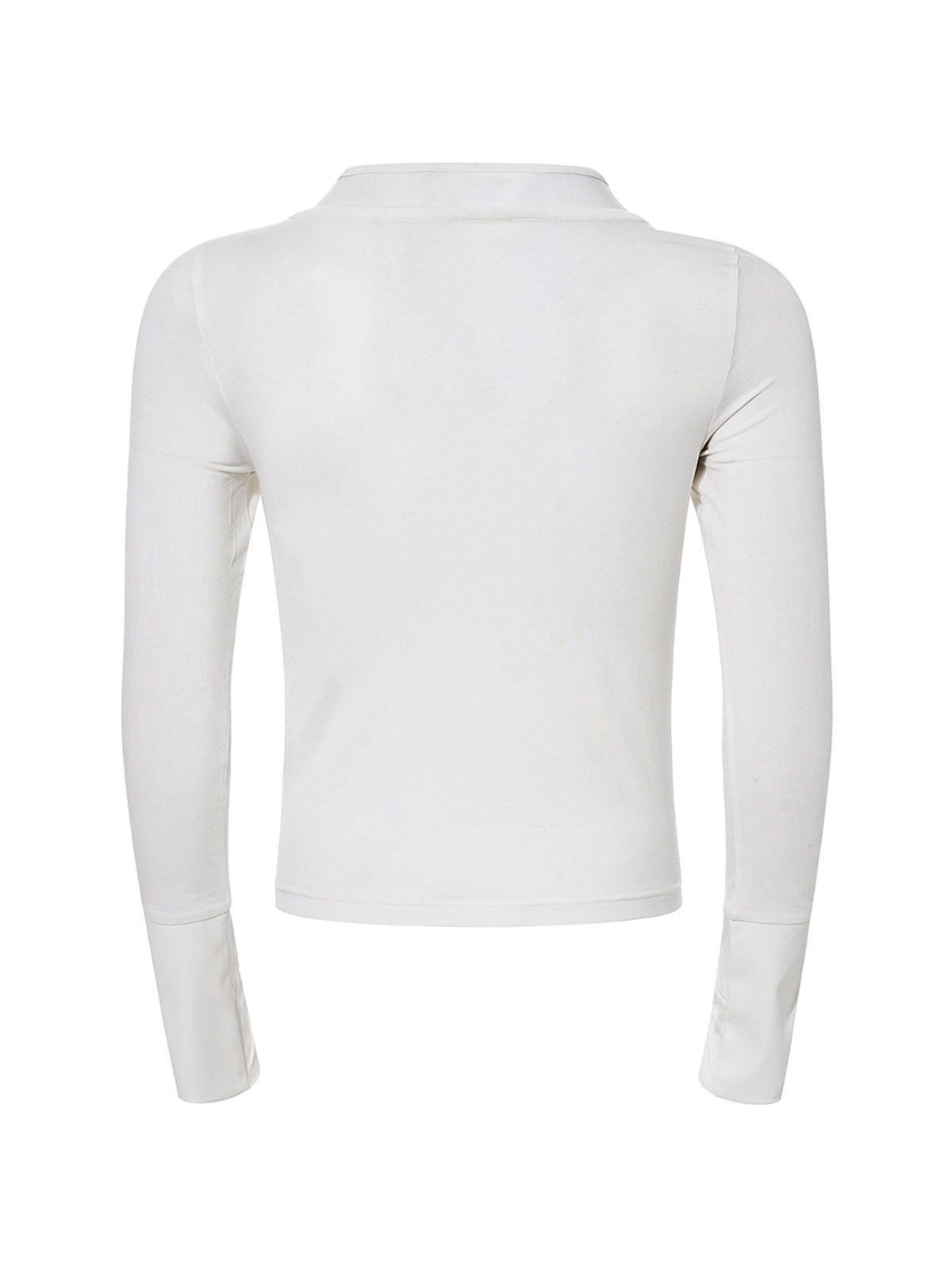 FAUX LAYERED TENCEL BUTTON LONGSLEEVE-WHITE