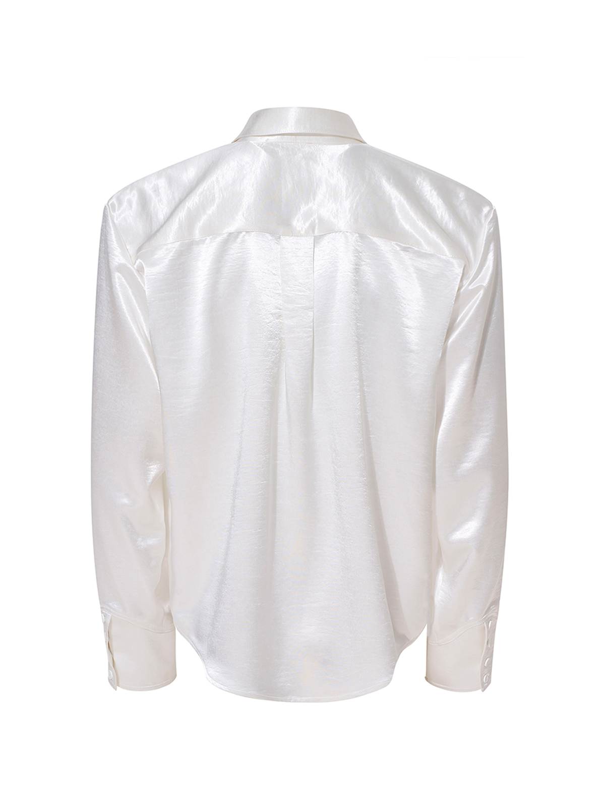 MUSICAL NOTE EMBROIDERED DRAPE SATIN SHIRT-WHITE