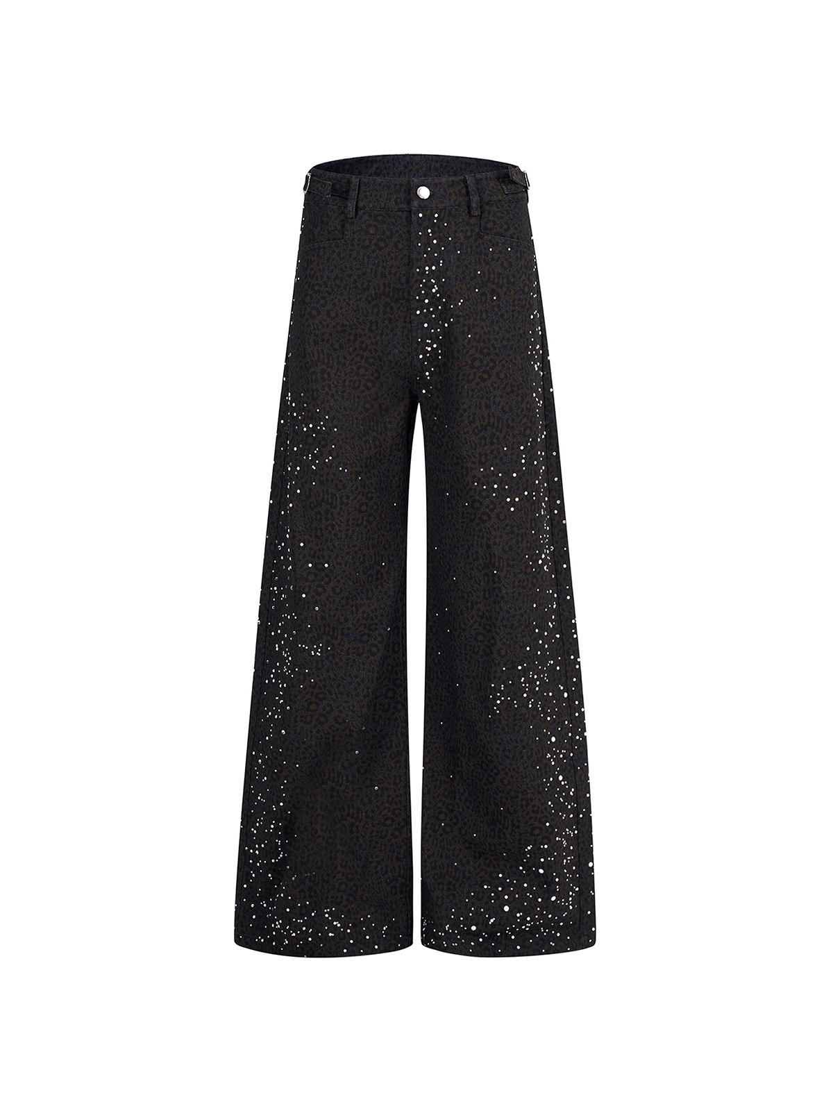 DARK LEOPARD RHINESTONE WIDE LEG TROUSERS-START EXCEED END