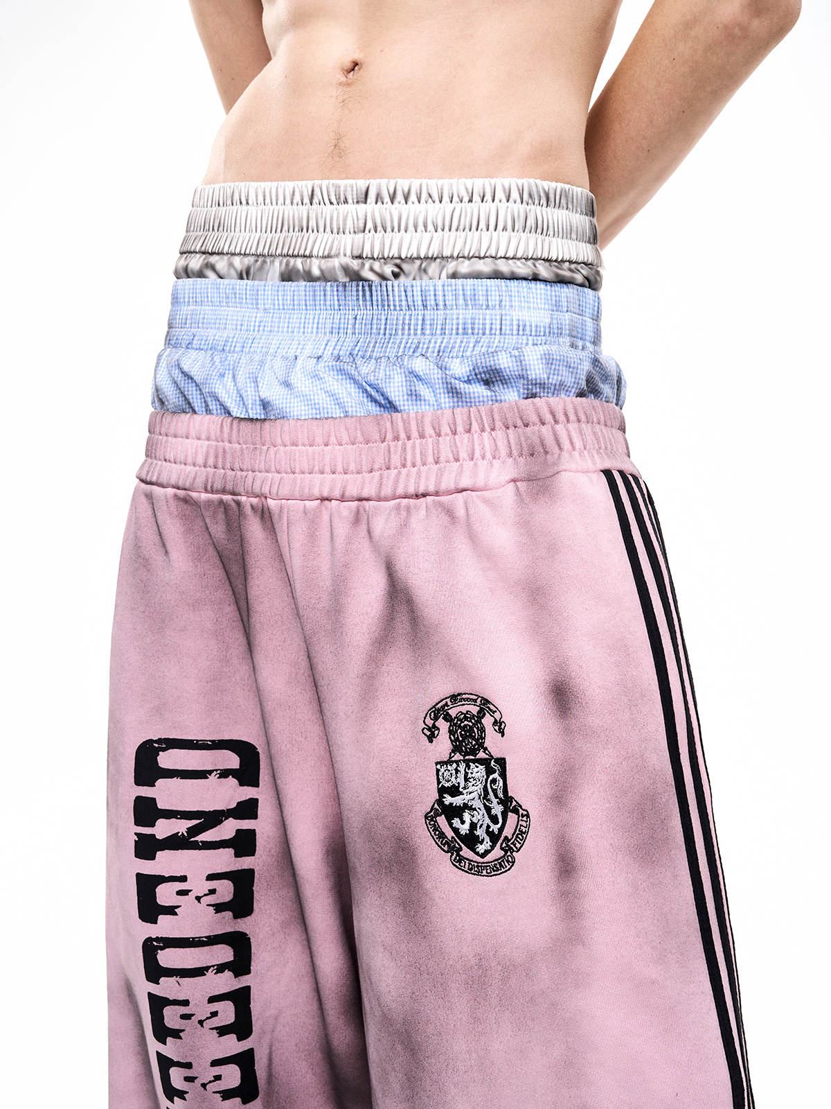 DIRTY WASH 4-STRIPE TRACK SUIT SET-PINK