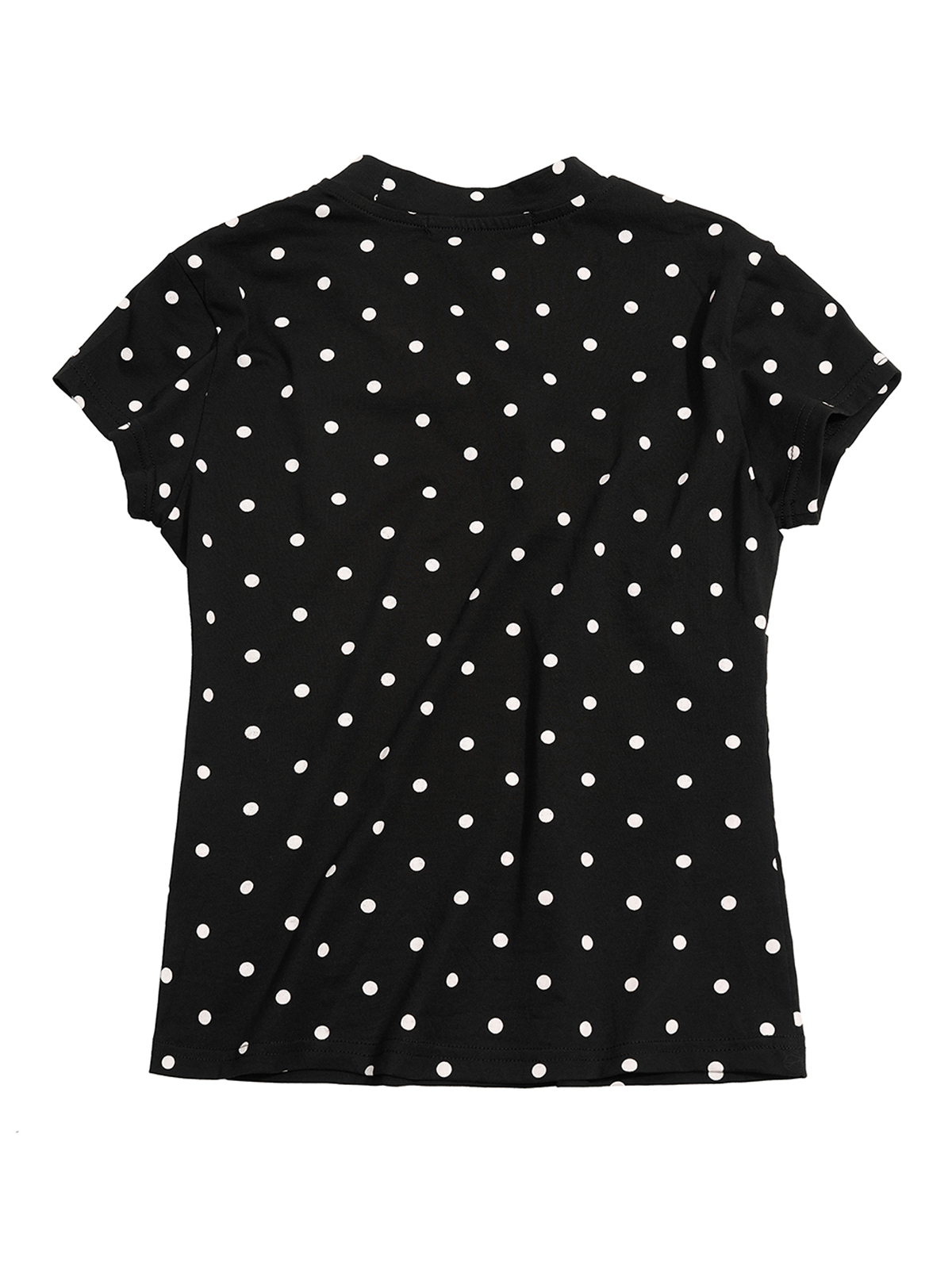 POLKA DOT CUT-OUT BOW TEE WITH RHINESTONES-BLACK