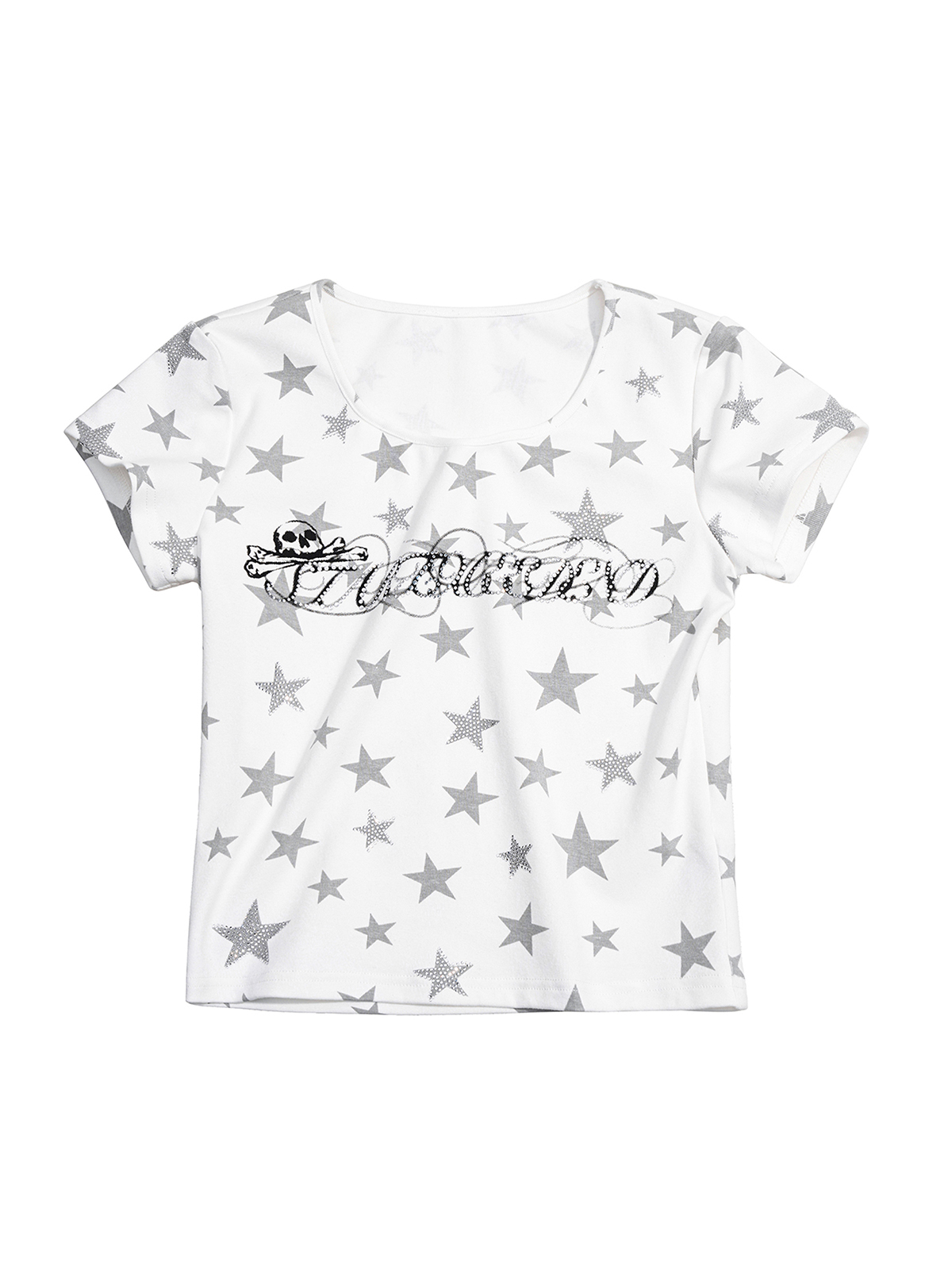 SILVER STAR RHINESTONE SKULL BABY TEE