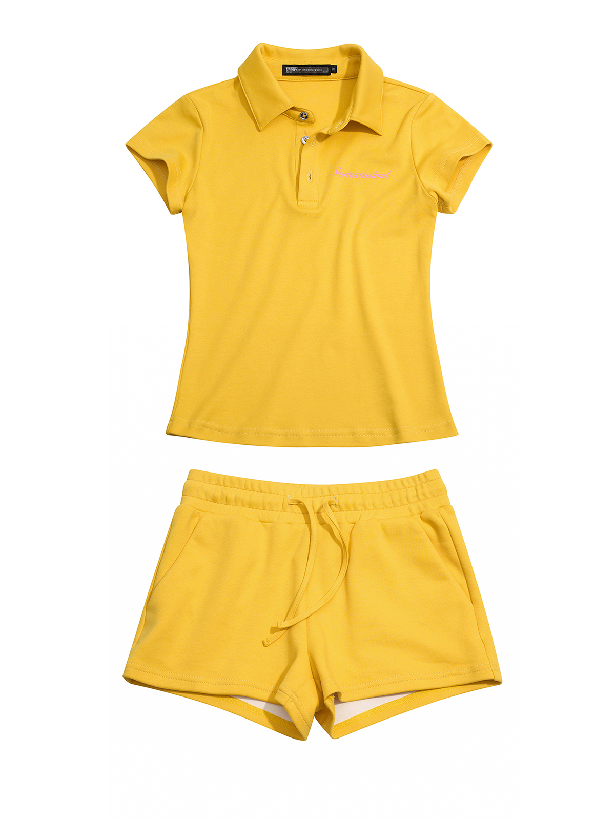 RHINESTONE ANGEL WING TWO-PIECE POLO SET-YELLOW