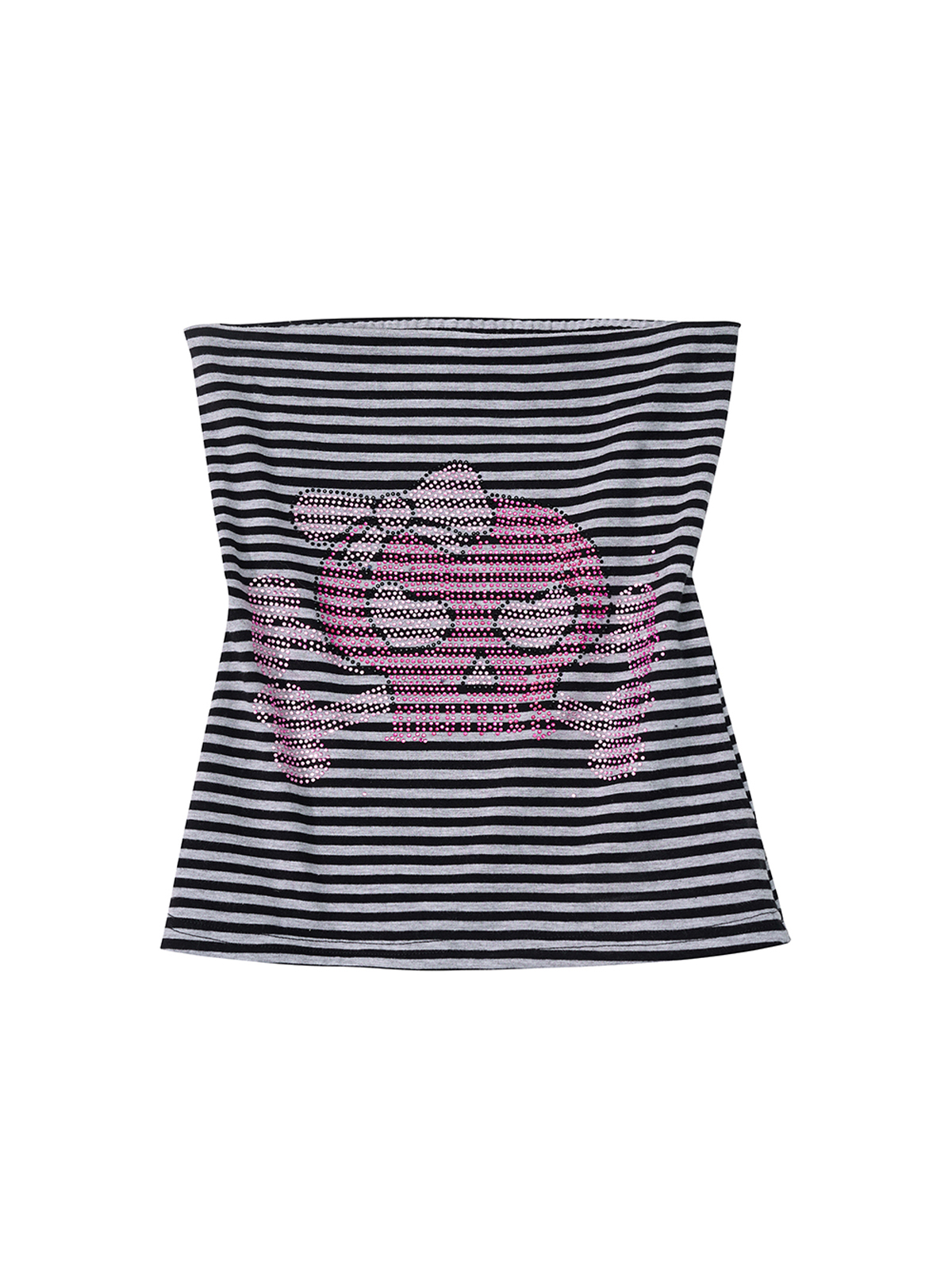 STRIPED RHINESTONE SKULL TUBE TOP