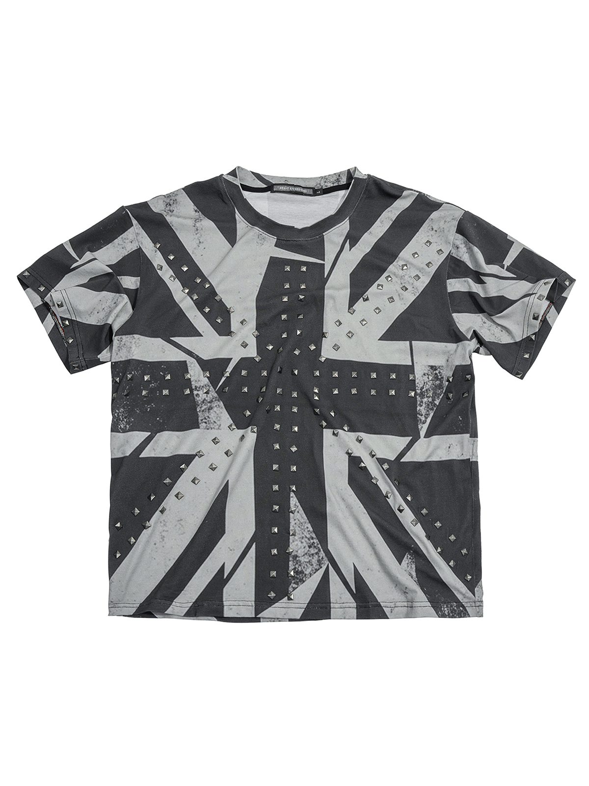 STUDDED DISTRESSED UNION JACK TEE