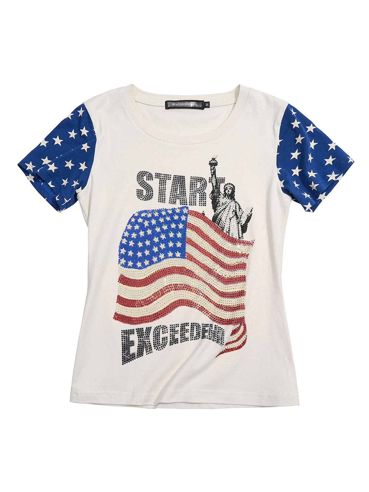 RHINESTONE AMERICANA FLAG GRAPHIC TEE