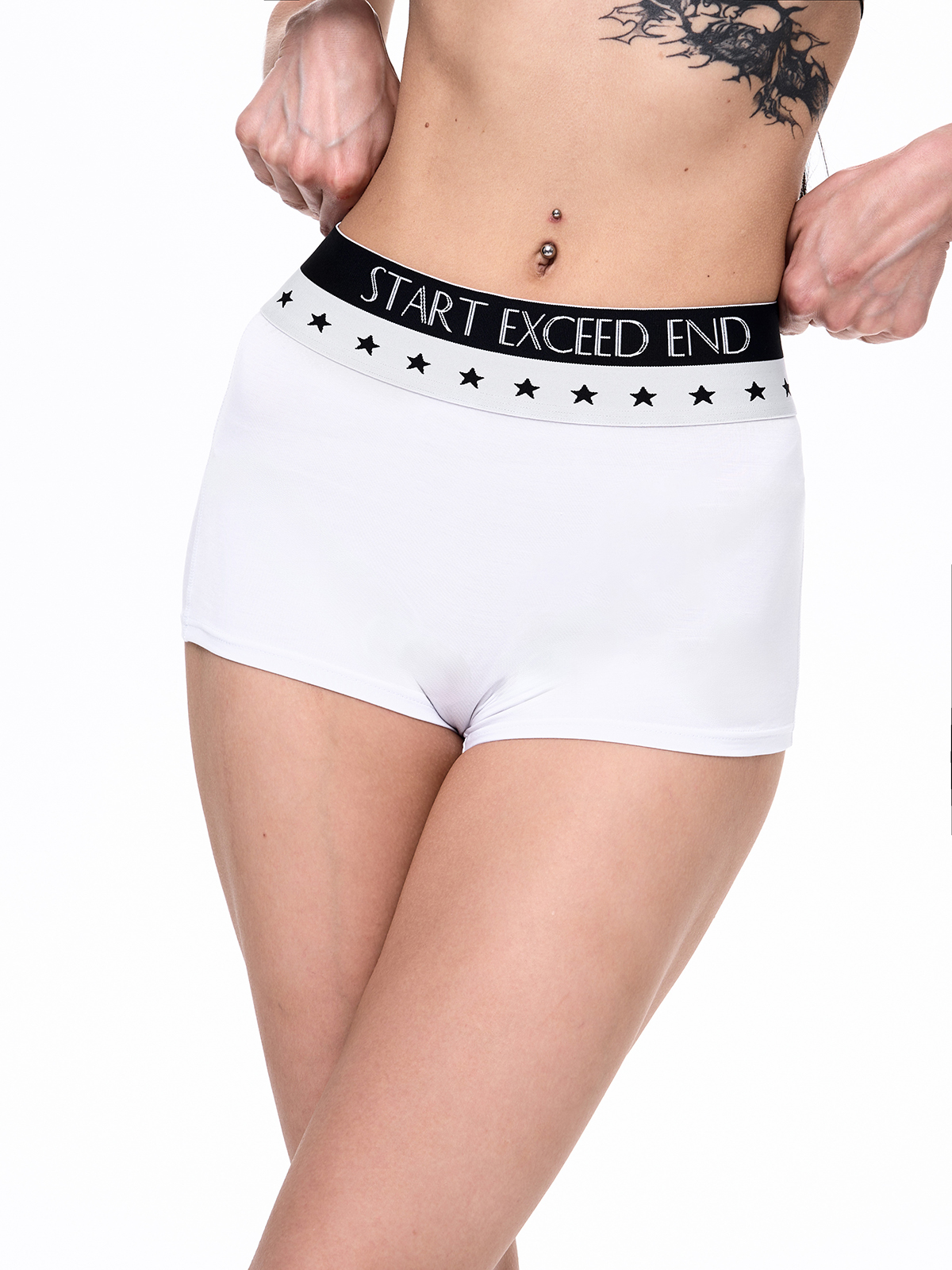 "WHO THE F*CK ARE YOU" SLOGAN BOYSHORT PANTIES-WHITE
