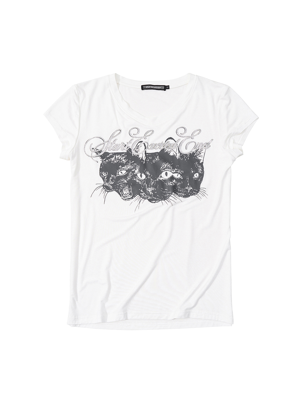 WHITE PANTHER SCRIPT V-NECK TEE