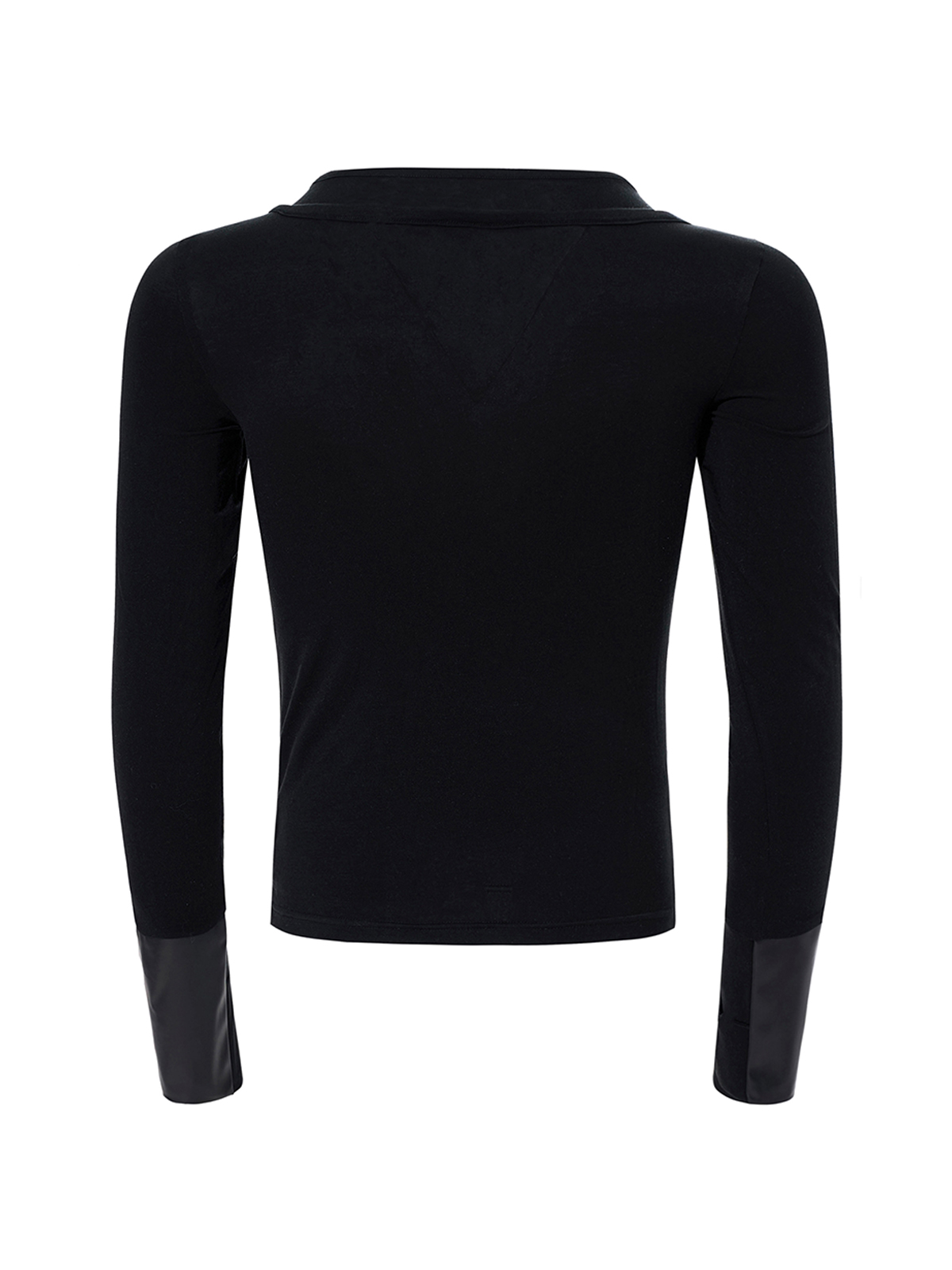 FAUX LAYERED TENCEL BUTTON LONGSLEEVE-BLACK