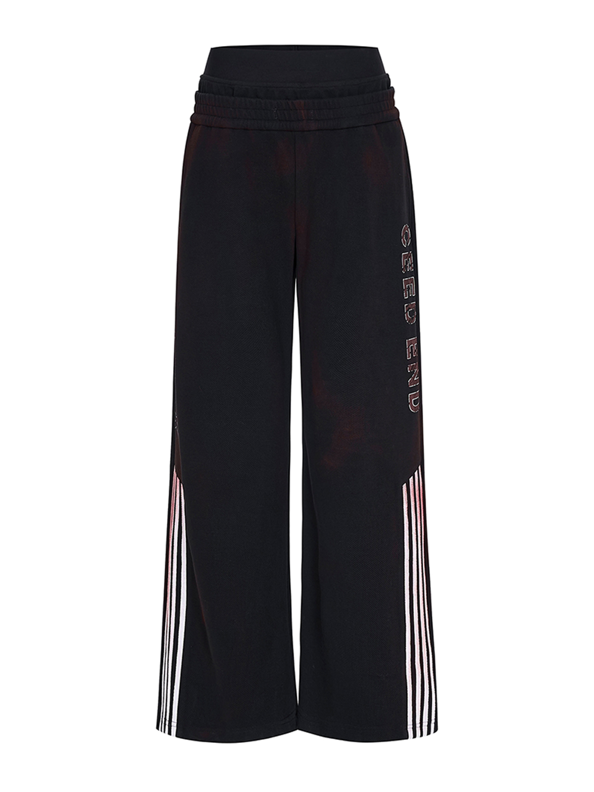 DISTRESSED MOTO BADGE 4-STRIPE TRACKSUIT SET-BLACK