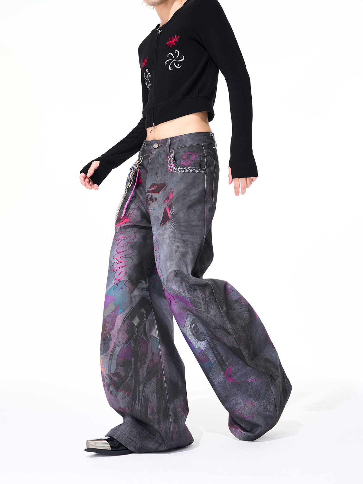 CYBER-GRAFFITI WIDE-LEG JEANS-START EXCEED END