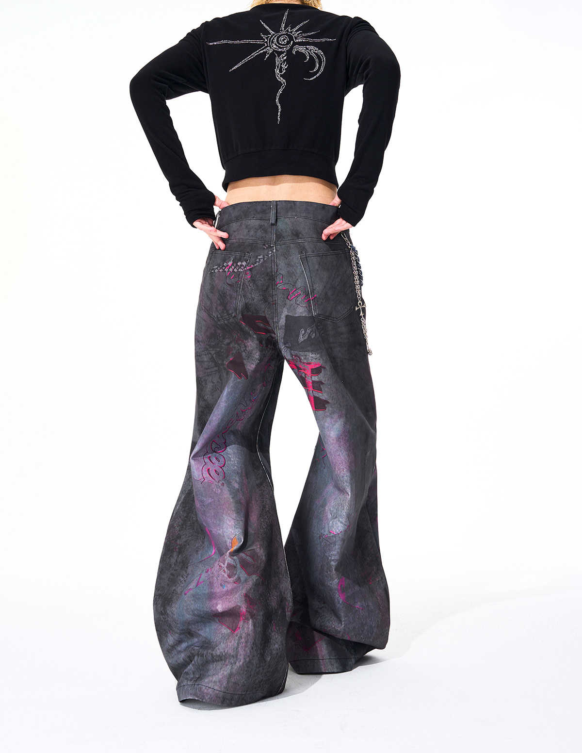 CYBER-GRAFFITI WIDE-LEG JEANS-START EXCEED END