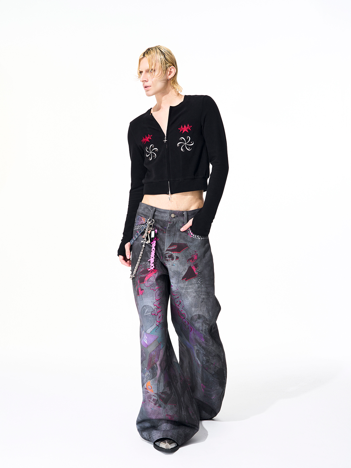 CYBER-GRAFFITI WIDE-LEG JEANS-START EXCEED END