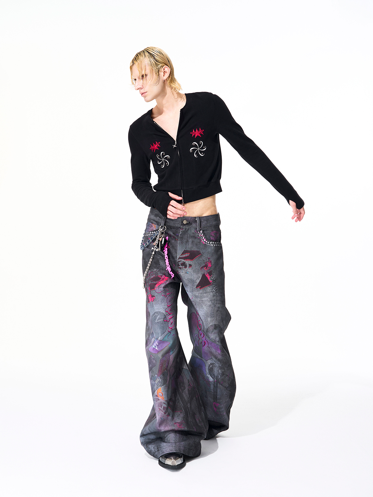 CYBER-GRAFFITI WIDE-LEG JEANS-START EXCEED END
