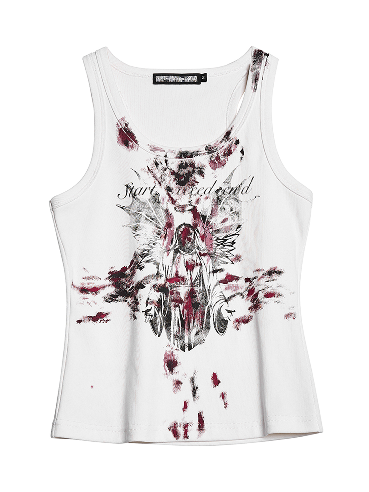 DISTRESSED ANGEL GRAPHIC TANK TOP