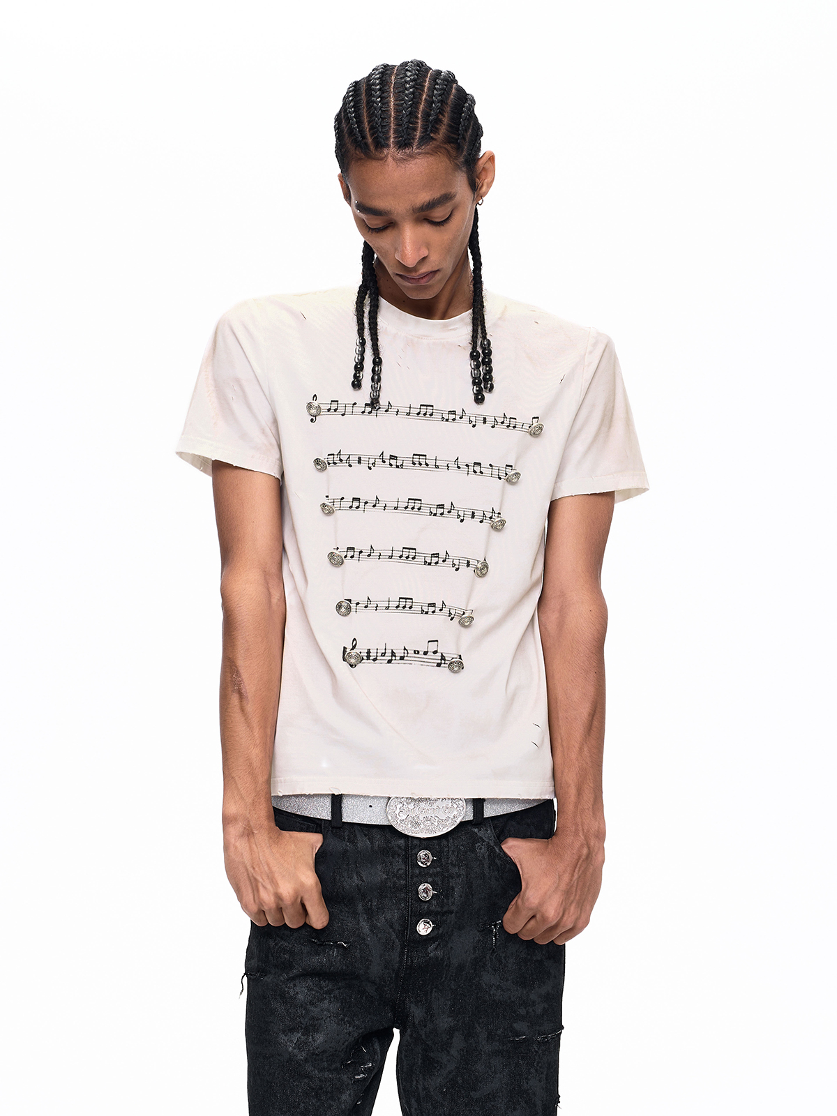 NAPOLEONIC MUSICAL NOTE BUTTONED TEE