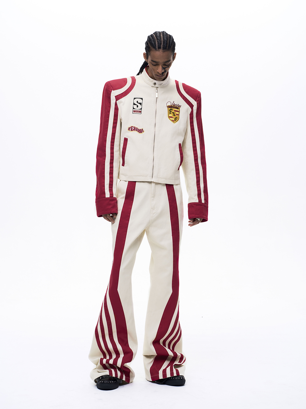 EMBROIDERED RACING BADGE MOTO DENIM SET