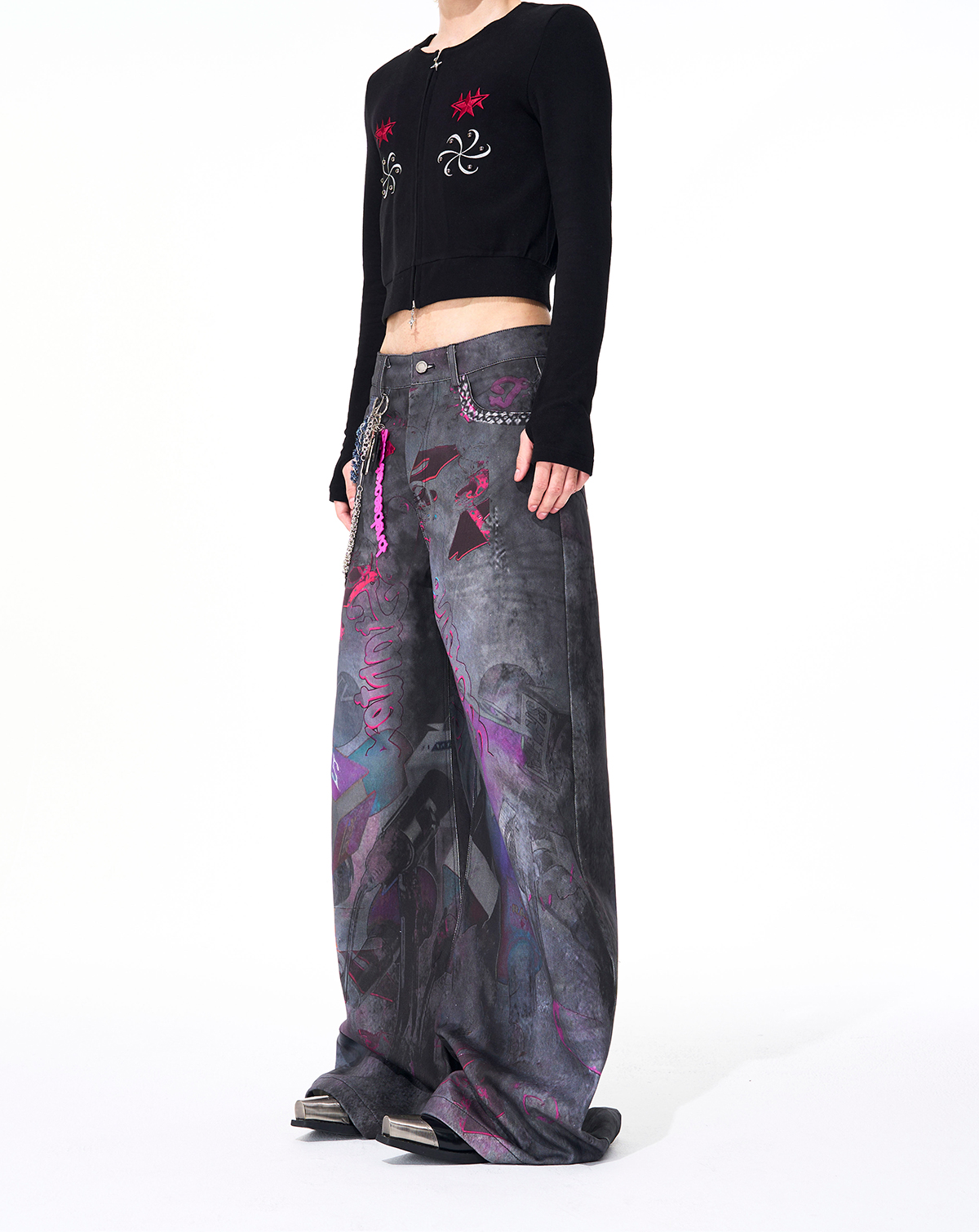CYBER-GRAFFITI WIDE-LEG JEANS-START EXCEED END