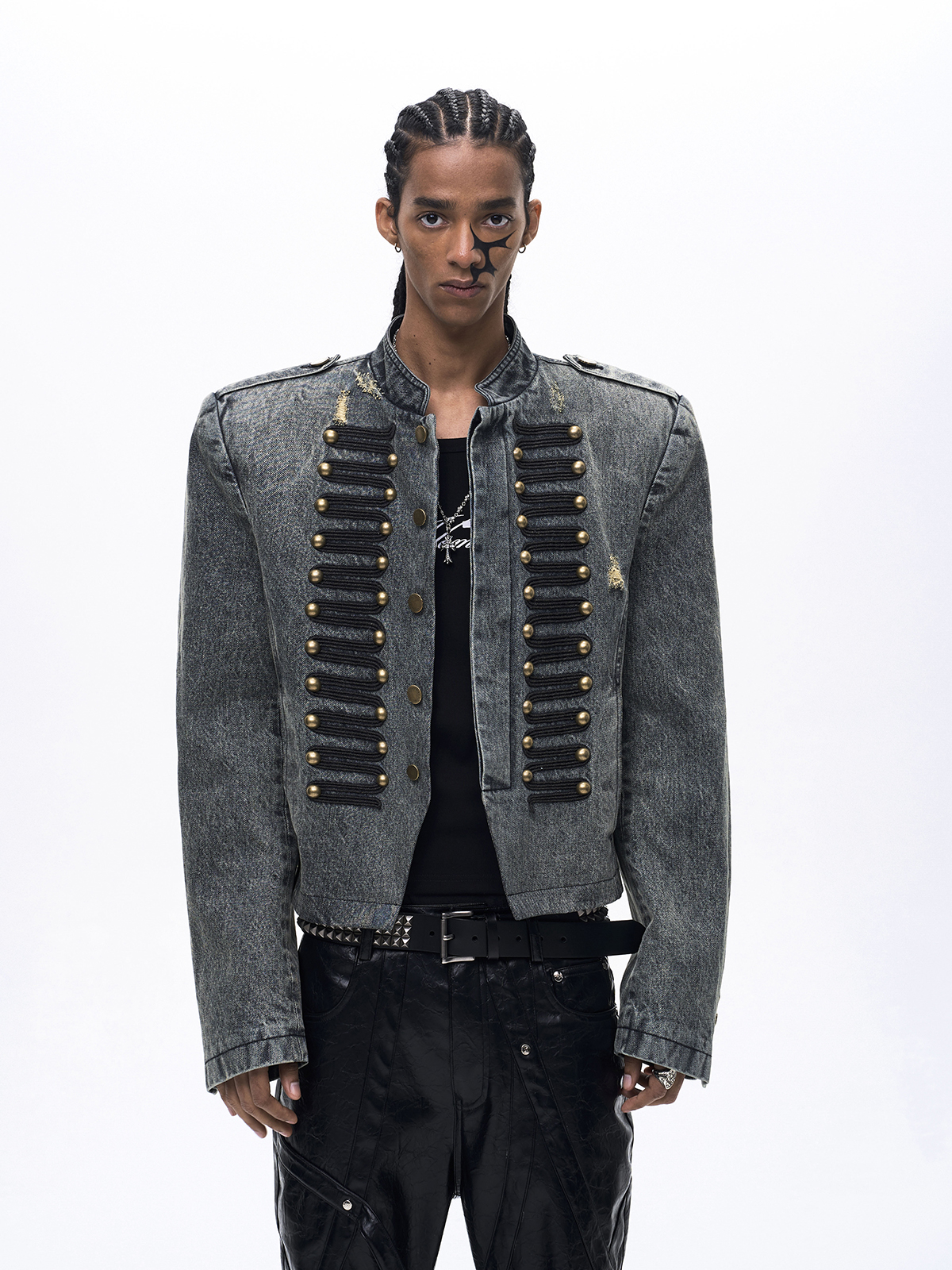 VINTAGE COURT-STYLE DENIM JACKET-ACID WASH GREY