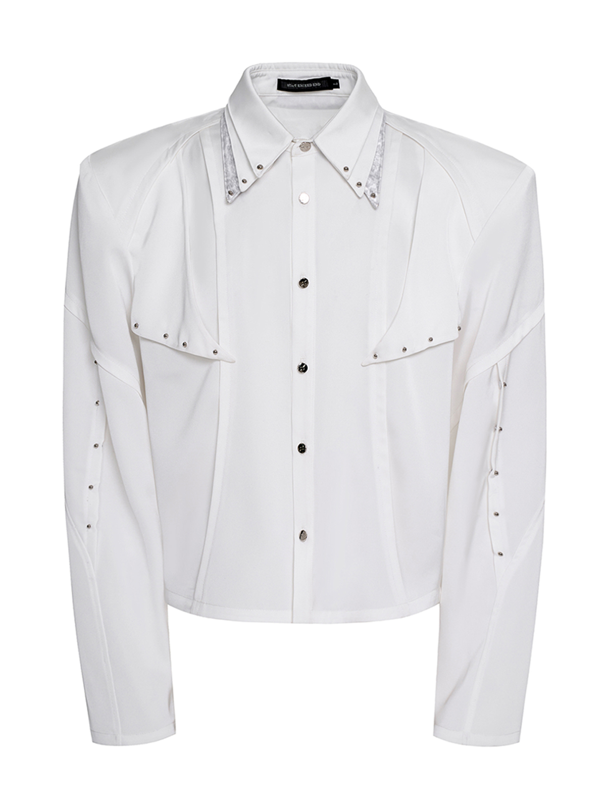 TRIPLE COLLAR DECONSTRUCTED LONG SLEEVE SHIRT-WHITE