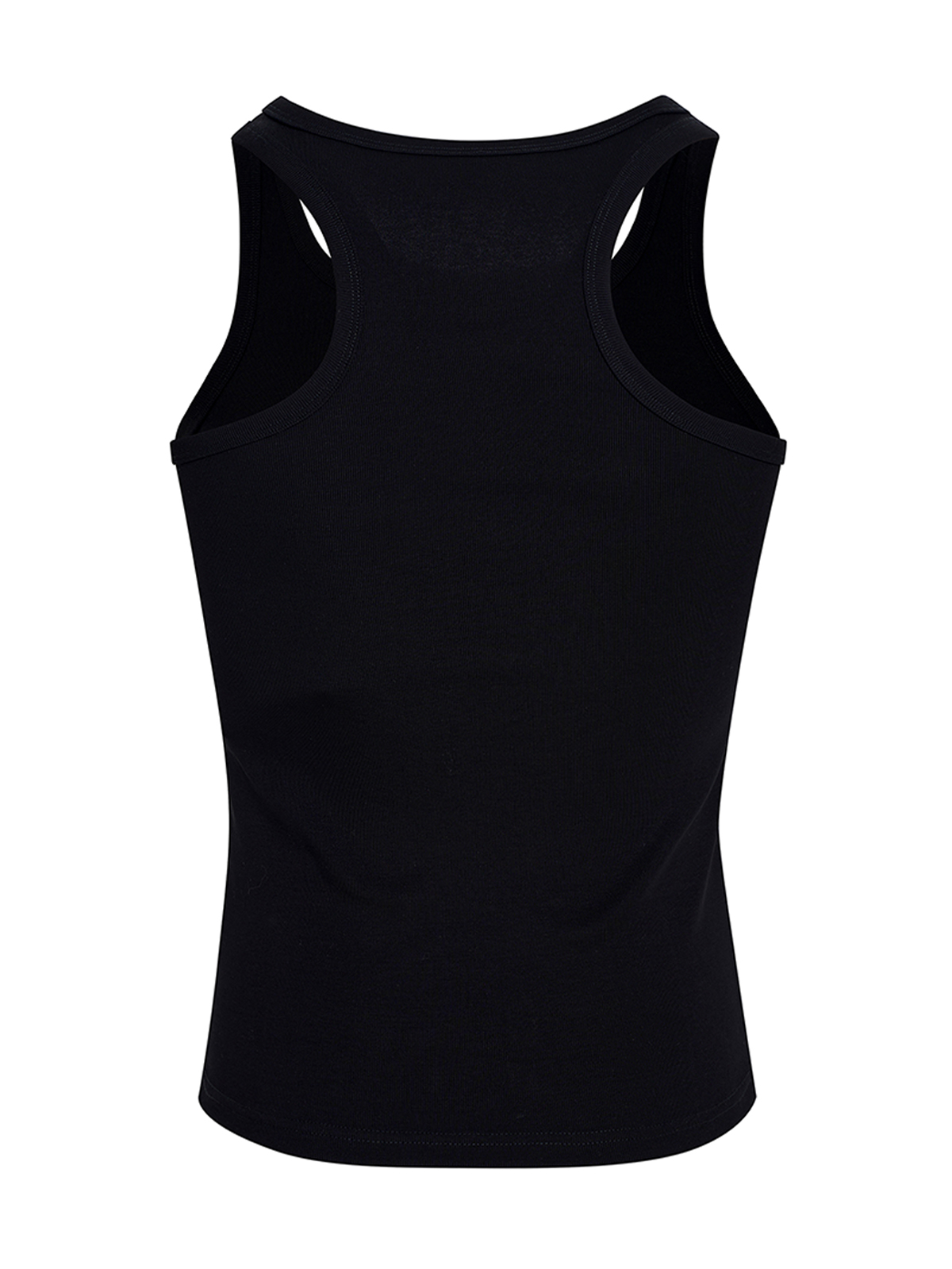 GOTHIC CROSS PRINT RIBBED TANK TOP-BLACK