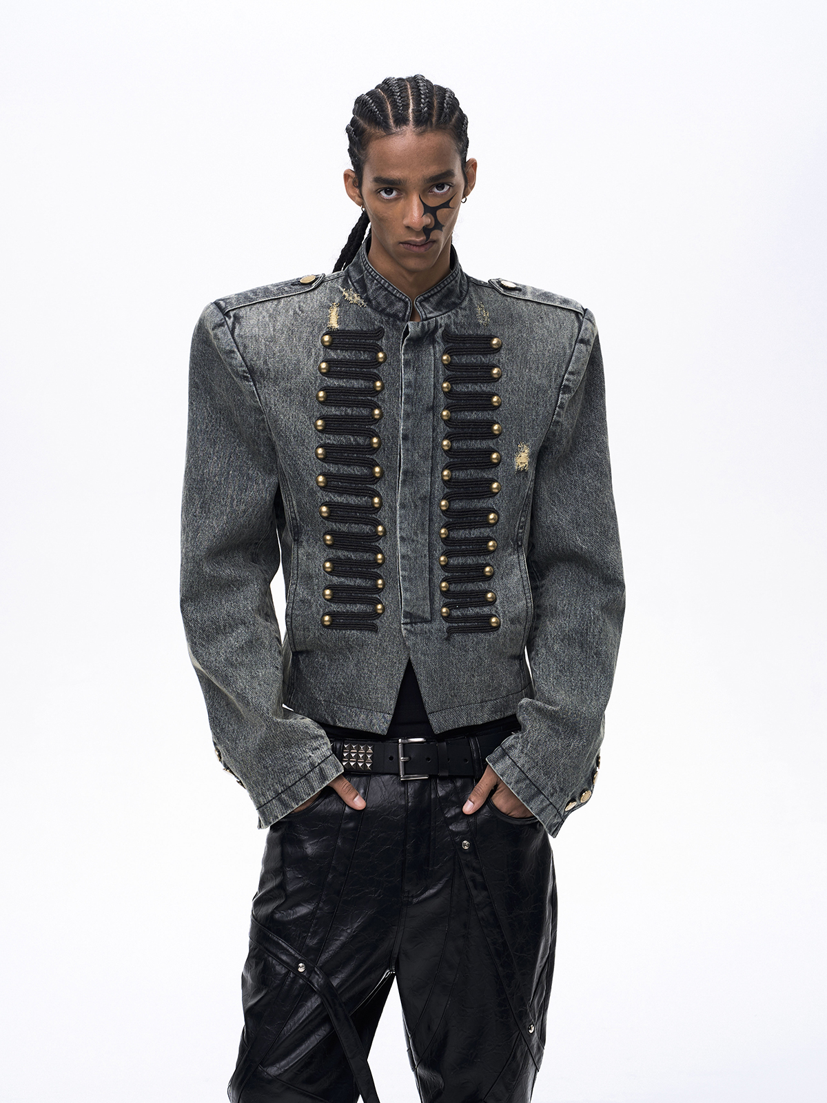 VINTAGE COURT-STYLE DENIM JACKET-ACID WASH GREY