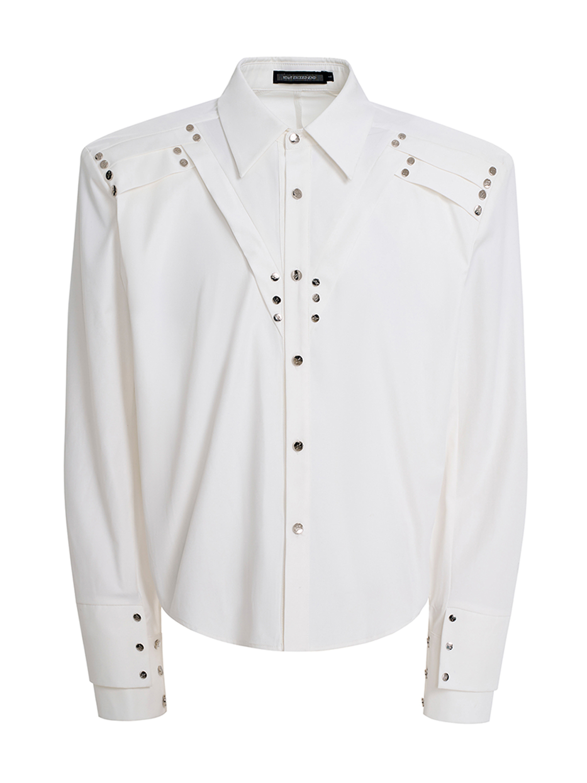 RIVET DOUBLE CUFF SHIRT-WHITE