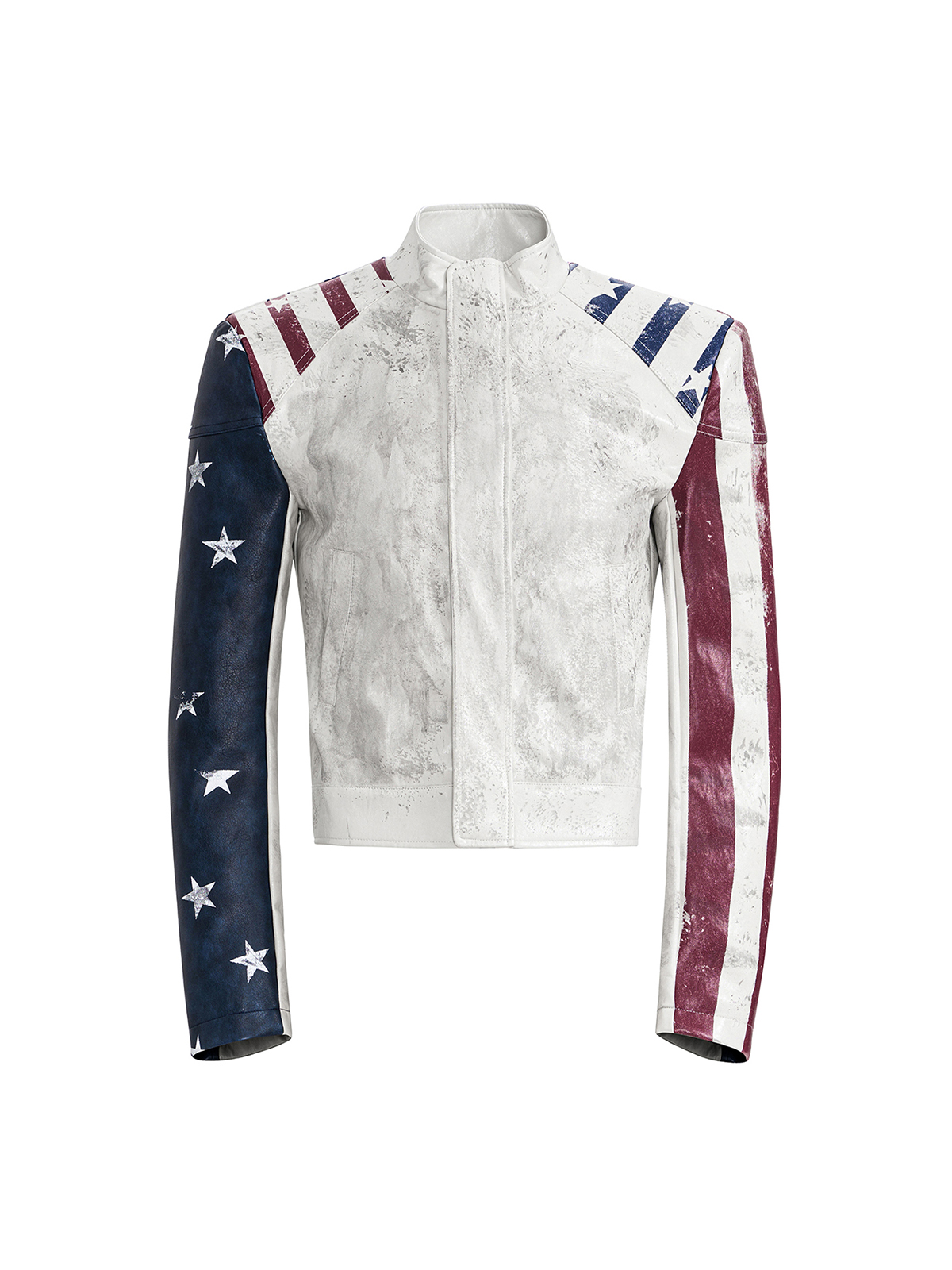 AMERICAN FLAG CROPPED MOTO JACKET