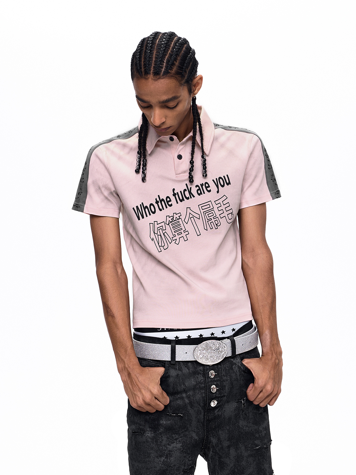 SUBVERSIVE TYPOGRAPHY MUSICAL NOTE POLO-PINK