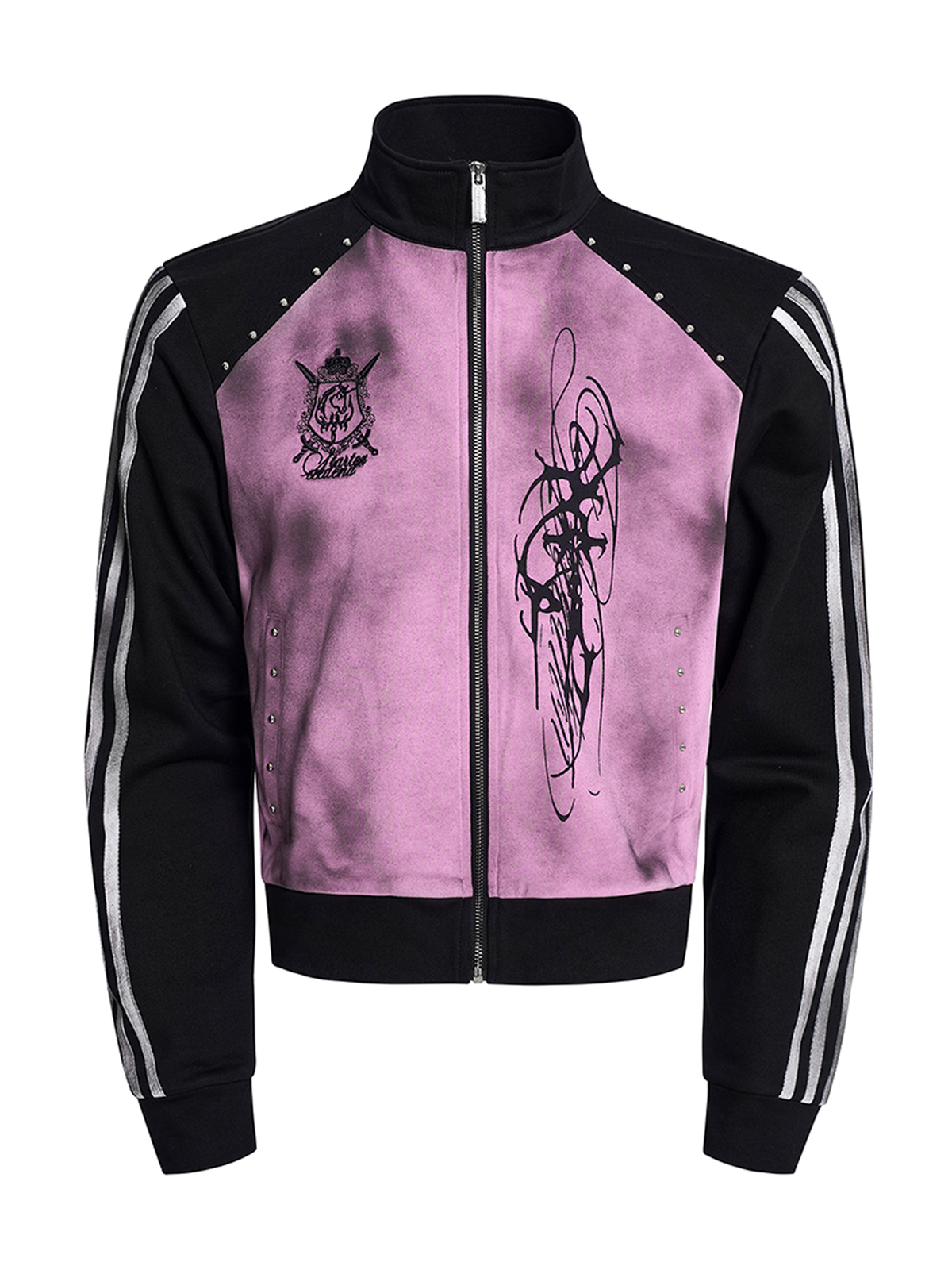 DIRT SPRAY DISTRESSED MOCK NECK ZIP-UP-DIRTY PINK