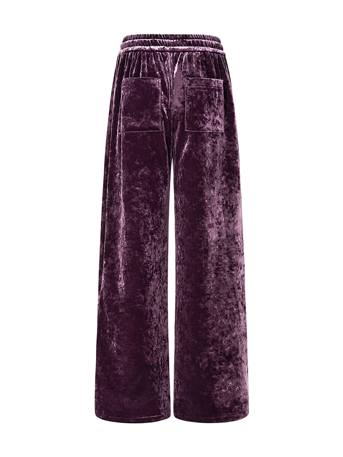 CRUSHED VELVET EMBROIDERED TRACKSUIT SET-PLUM PURPLE