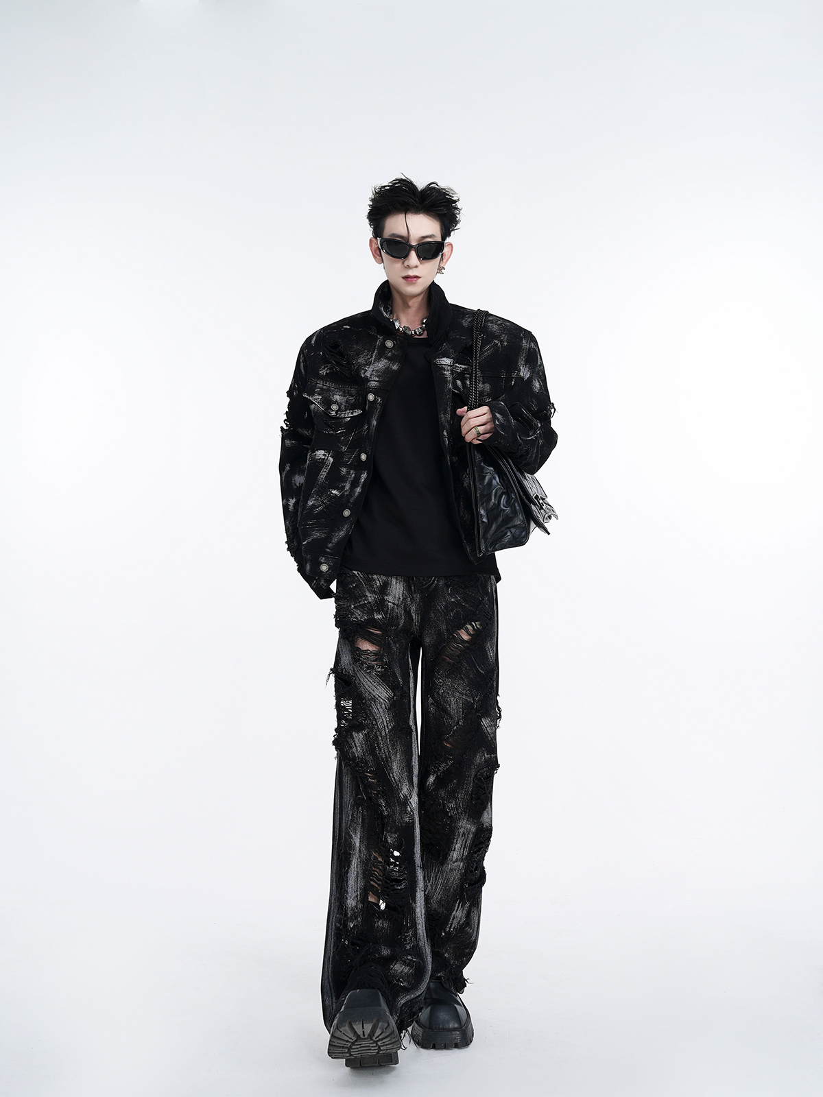 DESTROYED BRUSHED DENIM SET