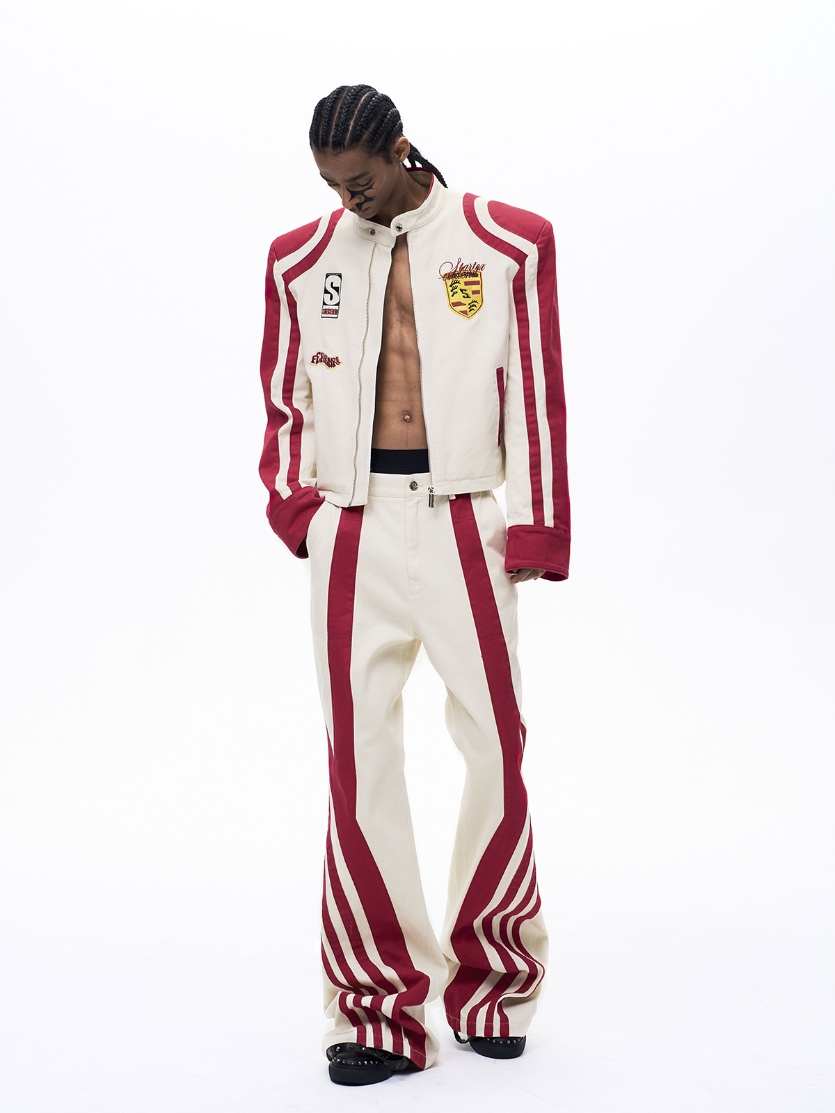 EMBROIDERED RACING BADGE MOTO DENIM SET