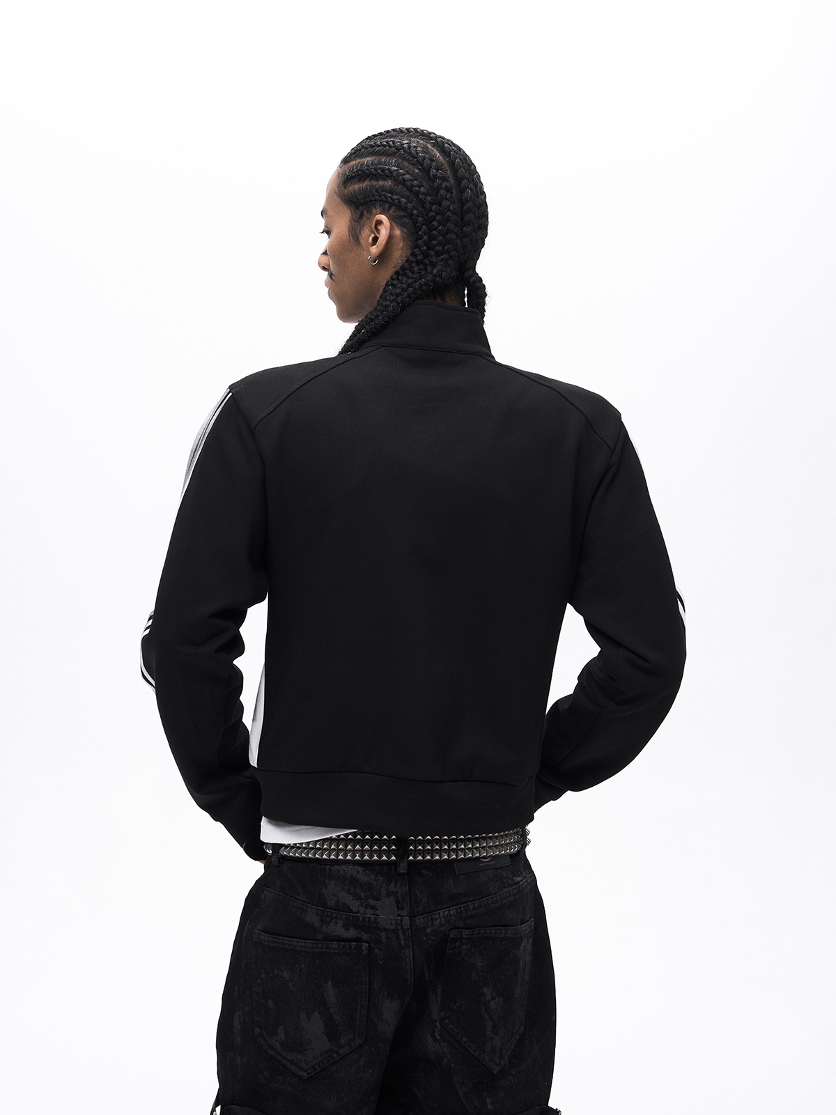 DIRT SPRAY DISTRESSED MOCK NECK ZIP-UP-DIRTY WHITE