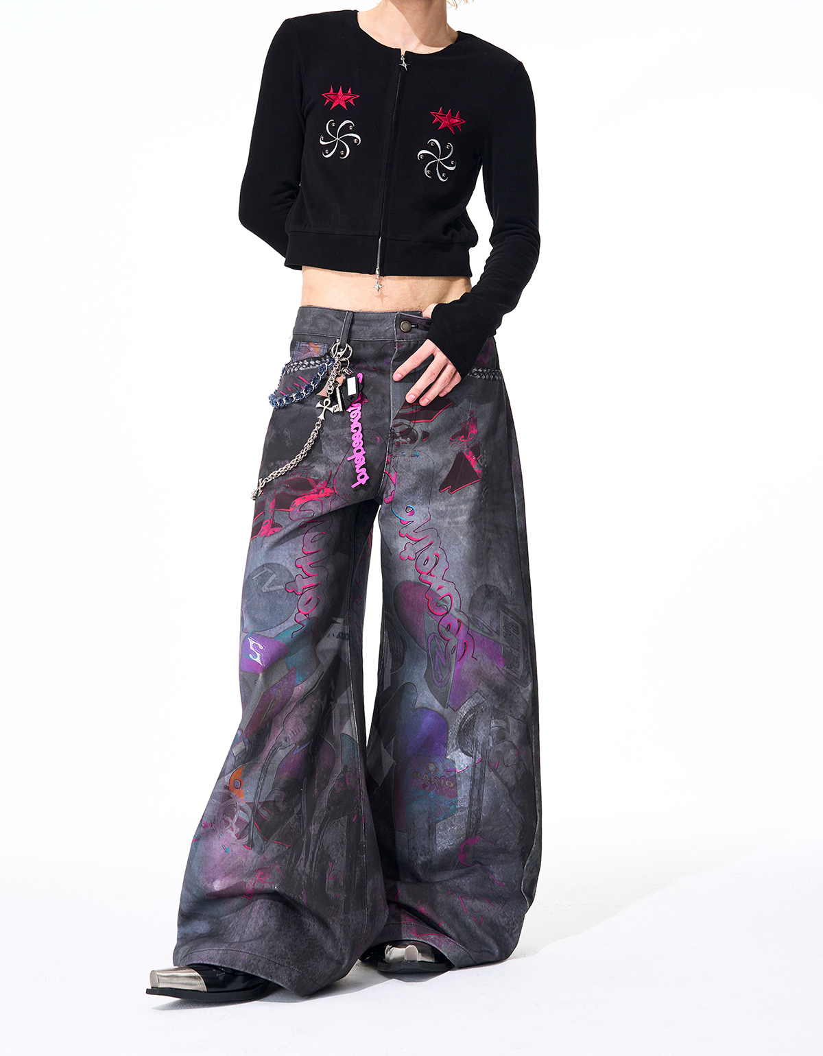 CYBER-GRAFFITI WIDE-LEG JEANS-START EXCEED END